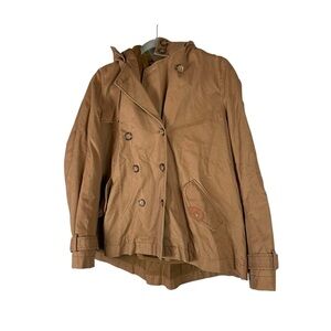 Comptoir Des Cotonniers Nances Camel Faux Fur Lined Cotton Jacket Size 42